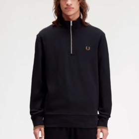 Sudadera con media cremallera negro piedra sombreado FRED PERRY