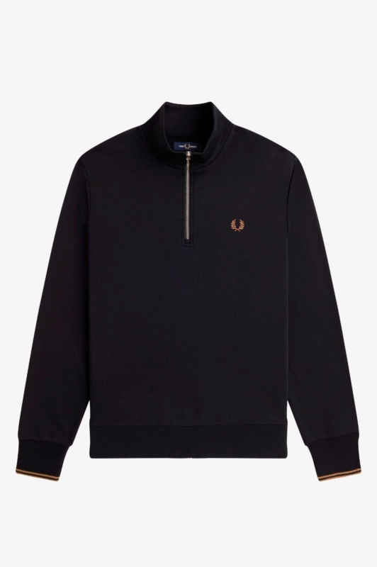 Sudadera con media cremallera negro piedra sombreado FRED PERRY