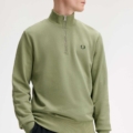 Sudadera con media cremallera verde oliva FRED PERRY