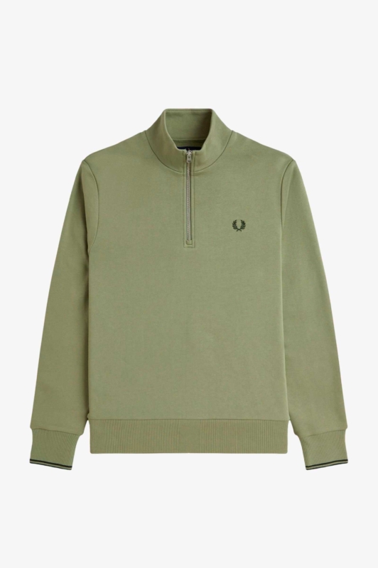 Sudadera con media cremallera verde oliva FRED PERRY