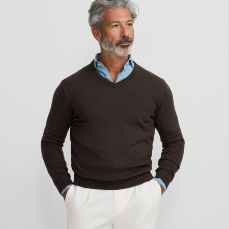 Jersey classic cuello pico marron SILBON