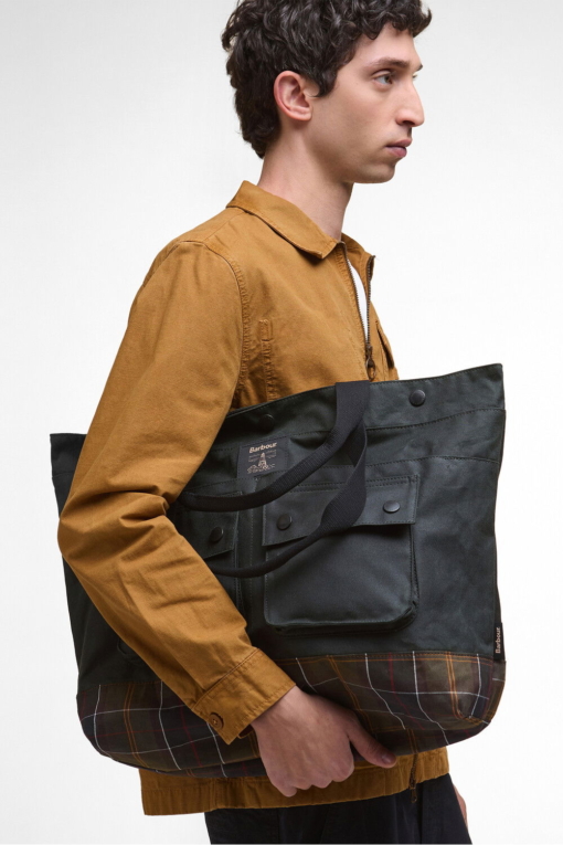 Bolso Tote Field Waxed Verde Sage Barbour - Imagen 2