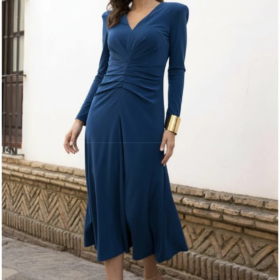 Vestido Sara Ruiz Drapeado Azul