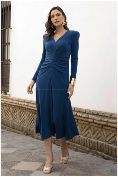 Vestido Sara Ruiz Drapeado Azul
