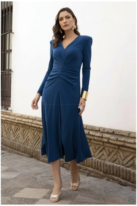 Vestido Sara Ruiz Drapeado Azul