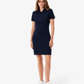 Vestido polo de corte ajustado de minipiqué elástico Lacoste