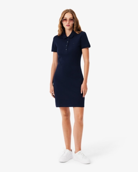 Vestido polo de corte ajustado de minipiqué elástico Lacoste