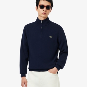 Jersey de cuello alto de algodón con cremallera Lacoste hombre Azul marino (AH1980)