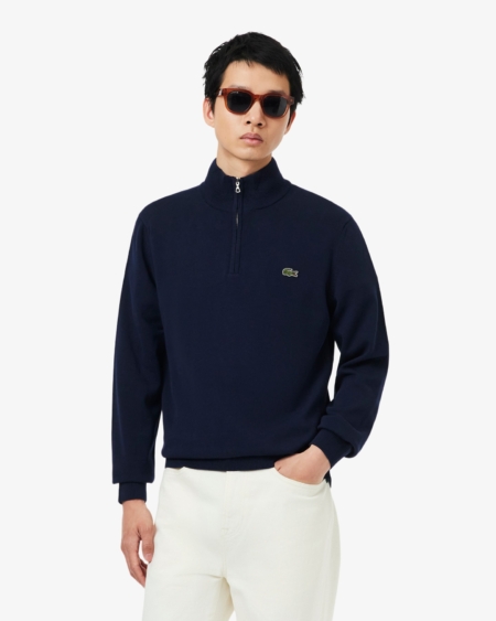 Jersey de cuello alto de algodón con cremallera Lacoste hombre Azul marino (AH1980)