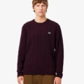 Jersey de cuello redondo de lana cardada con motivo de ochos Lacoste hombre Marrón