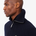 Jersey con cremallera de cuello alto de lana cardada Lacoste hombre Azul marino