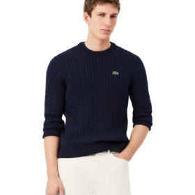 Jersey de algodón de punto de ochos Lacoste hombre Azul marino/verde