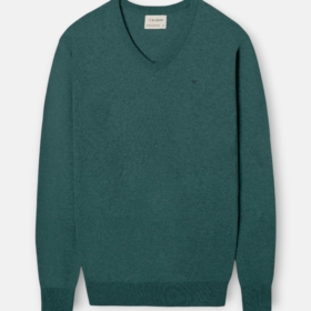 Jersey cuello pico verde petróleo Silbon hombre