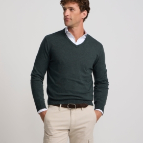 Jersey cuello pico verde Silbon hombre