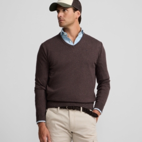 Jersey cuello pico marrón Silbon hombre