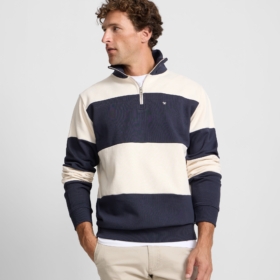 Sudadera media cremallera raya ancha azul marino Silbon hombre