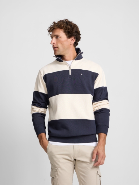 Sudadera media cremallera raya ancha azul marino Silbon hombre