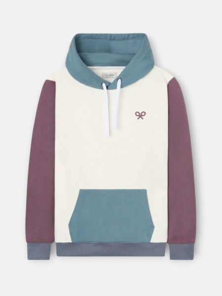 Sudadera capucha multicolor crema Silbon hombre