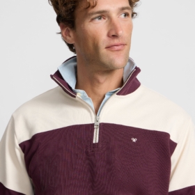 Sudadera media cremallera raya ancha burdeos Silbon hombre