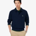 Sudadera con cuello polo de canalé de algodón Lacoste hombre Azul marino