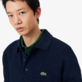 Sudadera con cuello polo de canalé de algodón Lacoste hombre Azul marino