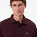 Sudadera con cuello polo de canalé de algodón Lacoste hombre Marrón