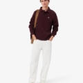 Sudadera con cuello polo de canalé de algodón Lacoste hombre Marrón