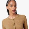 Chaqueta de punto de lana merina en punto de canalé Lacoste mujer Beige - imagen 3