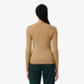 Chaqueta de punto de lana merina en punto de canalé Lacoste mujer Beige - imagen 4