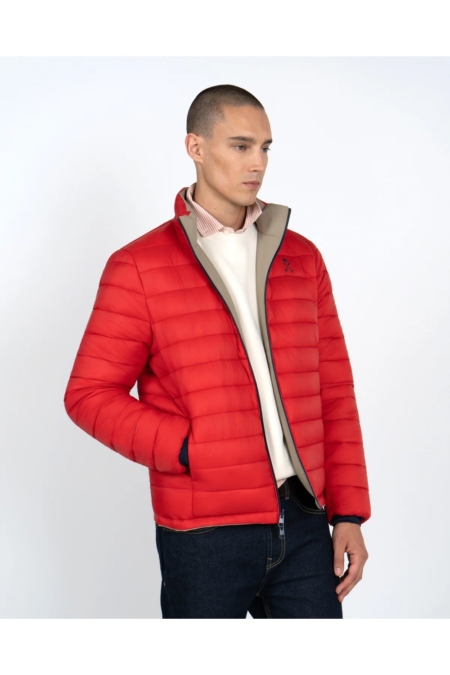 Chaqueta reversible Montecarlo Harper & Neyer Rojo y verde safari - cara roja, vista frontal Chaqueta reversible Montecarlo Harper & Neyer Rojo y verde safari - cara roja, vista frontal