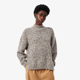 Jersey de cuello alto de lana mercerizada Lacoste mujer Beige, marrón y negro - imagen 1 Jersey de cuello alto de lana mercerizada Lacoste mujer Beige, marrón y negro - imagen 1