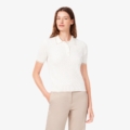 Jersey de cuello polo de punto con ochos y rayas Lacoste mujer Blanco - imagen 1