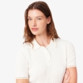 Jersey de cuello polo de punto con ochos y rayas Lacoste mujer Blanco - imagen 3