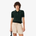 Jersey de cuello polo de punto con ochos y rayas Lacoste mujer Verde sinople - imagen 1
