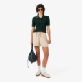 Jersey de cuello polo de punto con ochos y rayas Lacoste mujer Verde sinople - imagen 2