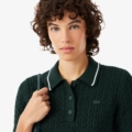 Jersey de cuello polo de punto con ochos y rayas Lacoste mujer Verde sinople - imagen 3