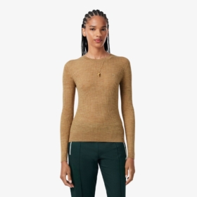 Jersey de punto 3D de lana merino Lacoste mujer Beige - imagen 1