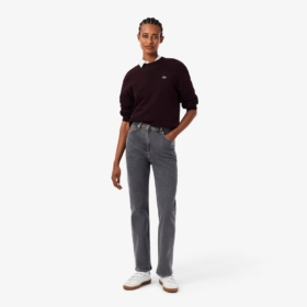 Pantalón vaquero de corte recto y tiro alto Lacoste mujer Gris oscuro - imagen 1