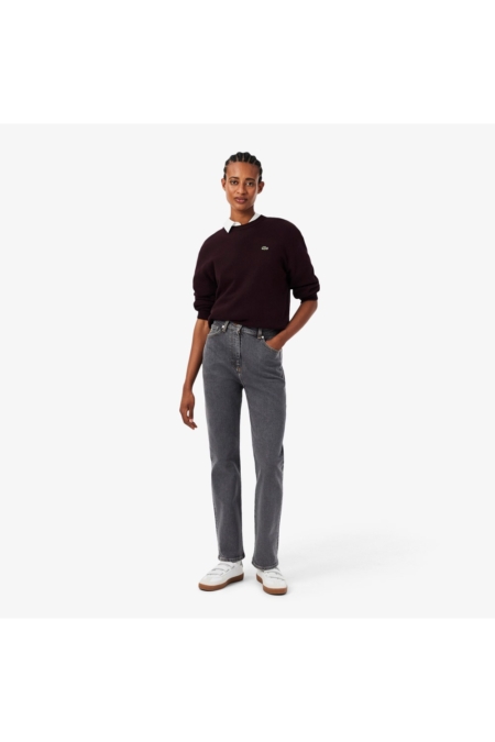 Pantalón vaquero de corte recto y tiro alto Lacoste mujer Gris oscuro - imagen 1