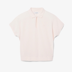 Polo de piqué vaporoso con borde festoneado de corte holgado Lacoste mujer Rosa - imagen 1