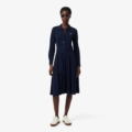 Vestido de petit piqué con cinturón y cuello polo Lacoste mujer Azul marino - imagen 1