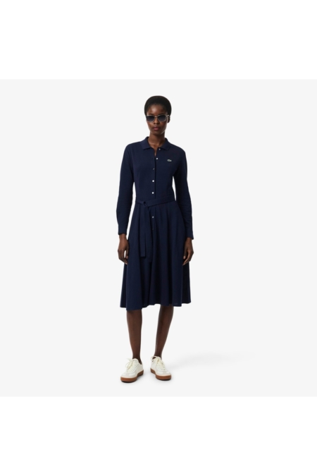 Vestido de petit piqué con cinturón y cuello polo Lacoste mujer Azul marino - imagen 1 Vestido de petit piqué con cinturón y cuello polo Lacoste mujer Azul marino - imagen 1